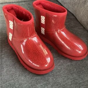 UGG Samba Clear Classic Red Mini Waterproof Rain Snow Boots Women's size 6